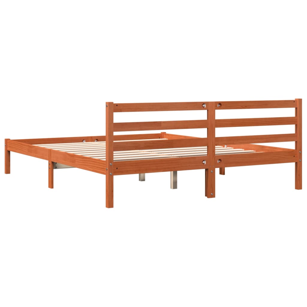 Bed Frame without Mattress Wax Brown 200x200 cm Solid Wood Pine